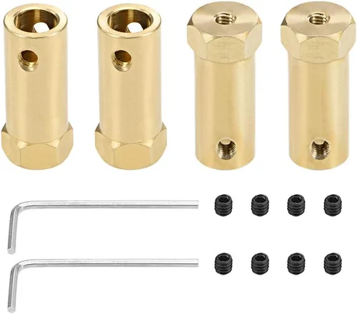 Vista 8 de uxcell Acoplador hexagonal de 0.118 in con motor de orificio hexagonal de latón acoplamiento flexible para ruedas de automóvil, neumáticos, motor