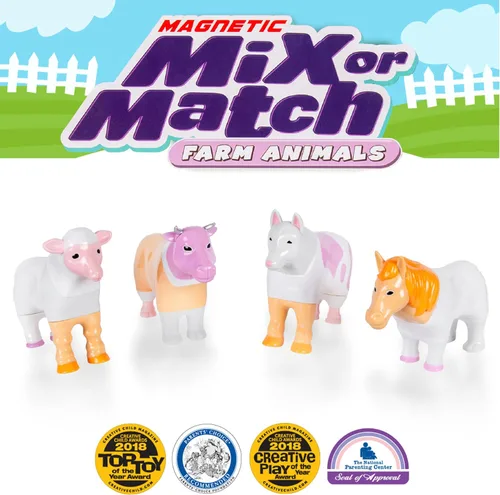 Vista 2 de POPULAR PLAYTHINGS Animales magnéticos para niños pequeños de 1 a 3 años, mezcla o combina juguetes de animales, juego de 4 regalos para niños