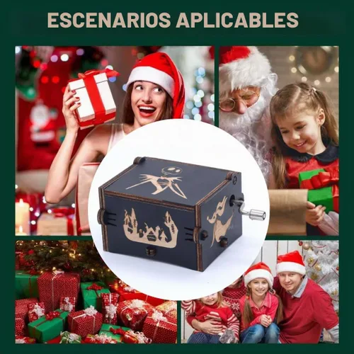 Vista 7 de Ddjbdb Caja musical de madera con manivela para regalo del día de San Valentín, melodía - This is Halloween, patrón de impresión, simplemente