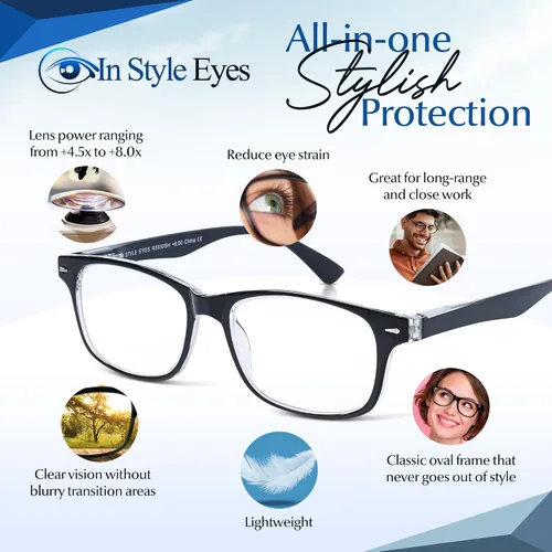 Vista 2 de In Style Eyes Anteojos de Lectura Potentes de Alta Magnificación con Lentes No Polarizados para Mujeres y Hombres, Lectores de Aumento Súper Fuertes