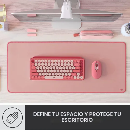 Vista 2 de Logitech Studio Series - Tapete de escritorio grande de 28 x 12 pulgadas, color rosa oscuro Rosa más oscura