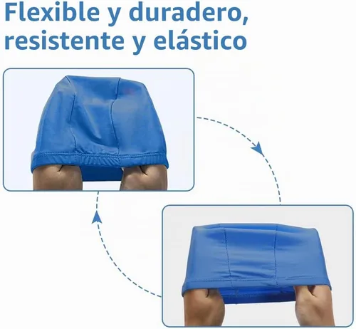 Vista 5 de 4 gorras elásticas de natación para mujeres, hombres y niños, tela duradera, no impermeable, gorra de piscina elástica 2 negro y 2 azul