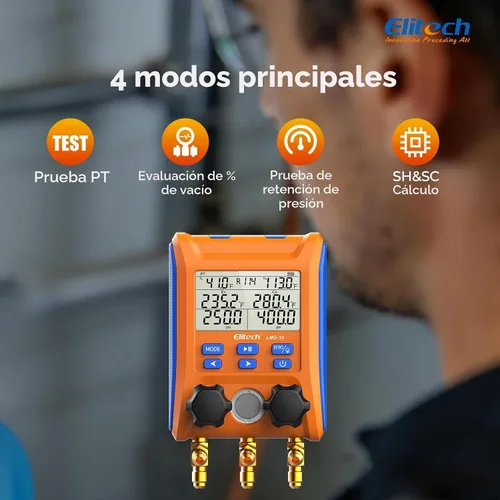 Vista 2 de Elitech LMG-10 Colector HVAC de 2 vías con abrazaderas de temperatura con Abrazaderas de 2 vías