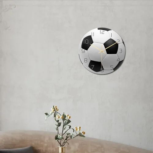 Vista 8 de Garneck Reloj de pared de fútbol reloj de pared de fútbol deportivo con impresión redonda de acrílico reloj de pared silencioso sin pintura
