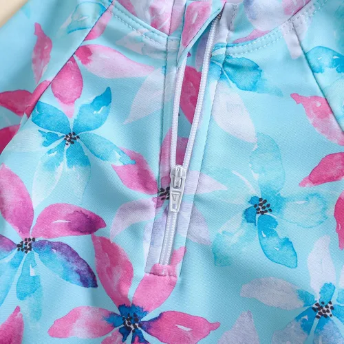 Vista 102 de Traje de baño de una pieza con cremallera de manga larga para bebé niña con gorro