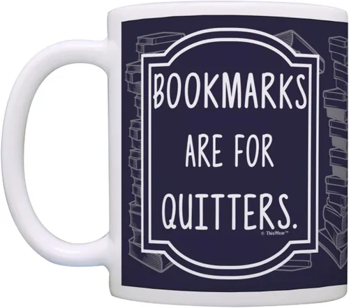 Vista 3 de ThisWear Librarian Gifts Bookmarks are for Quitters Regalos divertidos para lectores, regalo de ratones de biblioteca, taza de café de cerámica