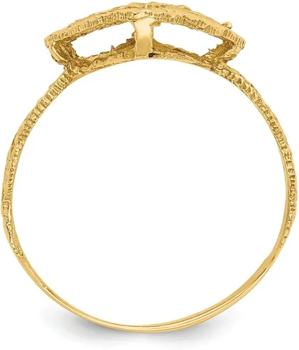 Vista 2 de Anillo de filigrana de oro amarillo macizo de 14 quilates con corte de diamante.
