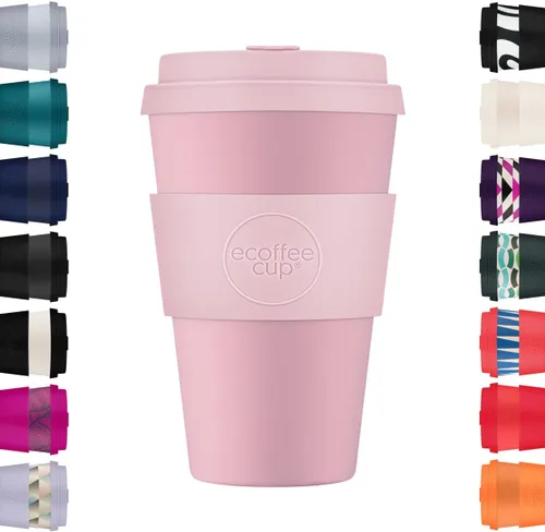 Vista 9 de Ecoffee Cup Taza de café reutilizable de 14 onzas (13.5 fl oz) – Taza de viaje a base de plantas PLA con tapa de silicona, sin melamina y apta
