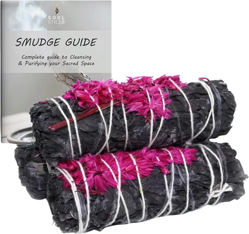 Vista 15 de SOUL STICKS Paquete de 3 barras de salvia blanca floral con flores para limpiar el hogar, meditación, yoga, curación y manchas, California de origen