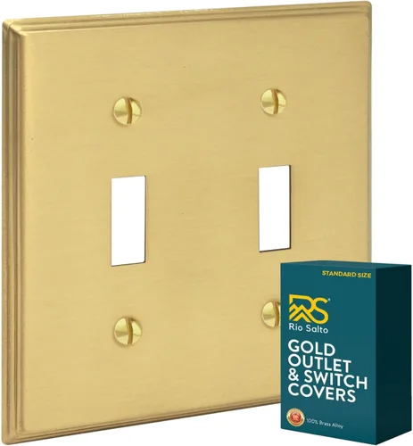 Vista 40 de Rio Salto BRASS Deco Collection - Placa de pared ciega de metal dorado de tamaño estándar, cubierta de salida resistente a la corrosión