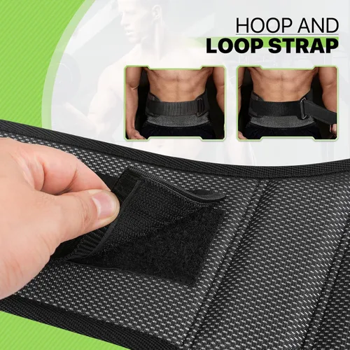 Vista 6 de Cinturón de levantamiento de pesas para hombres y mujeres, cinturón de gimnasio de apoyo lumbar y espalda de 8 pulgadas para culturismo, fitness