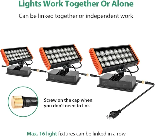 Vista 8 de Luz programable de la lavadora de la pared del LED, reflectores elegantes de 168W RGBCW LED Linkable, AC120V, Dimmable, Group or Individual Luces