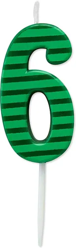 Vista 12 de Papyrus Vela de cumpleaños número 0, rayas verdes (1 unidad)
