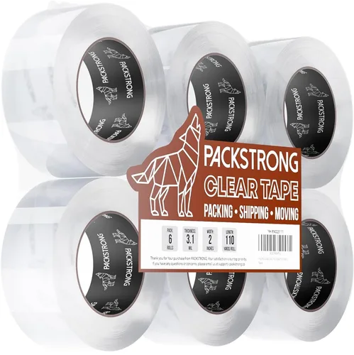Vista 11 de Packstrong - Cinta de embalaje transparente de grado industrial 12 rollos - 110 yardas por rollo - 2" de ancho x 2 mil de grosor, cinta adhesiva