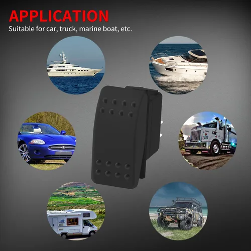 Vista 6 de DaierTek Interruptor Basculante Marino 12V Interruptor de Palanca Impermeable 12 Voltios 20A SPST 2 Pines ON/OFF Heavy Duty para Barco RZR RV