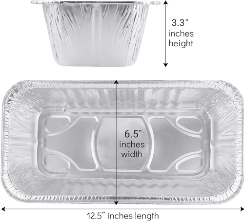 Vista 3 de Pan desechable de aluminio de 5 libras con tapa de aluminio para hornear pasteles, pastel de carne y lasaña (10)
