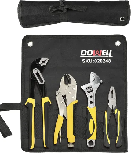Vista 8 de DOWELL Juego de alicates de 4 piezas, combinación de 8 y 10 pulgadas, alicates para juntas de bloqueo y ranura, llave ajustable, bolsa