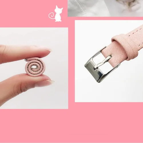 Vista 4 de PASNEW Reloj analógico clásico de cuarzo para niños, impermeable, con esfera de flores, correa de cuero