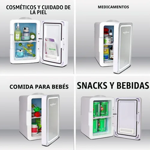 Vista 5 de Koolatron Mini refrigerador LED espejado/mini refrigerador para cosméticos, bebidas, alimentos o medicamentos (6 litros/6.3 cuartos de galón)
