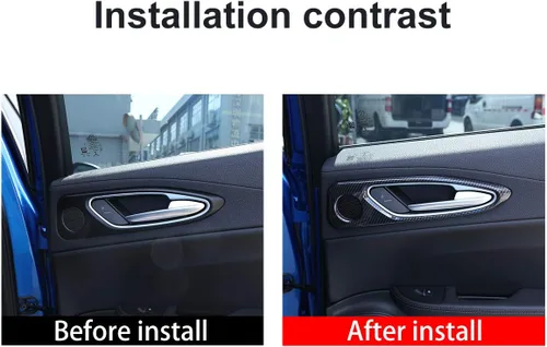 Vista 2 de Adhesivo de plástico ABS para manija de puerta interior de automóvil para Alfa Romeo Giulia 2017-2020 Accesorios de automóvil (fibra de carbono)