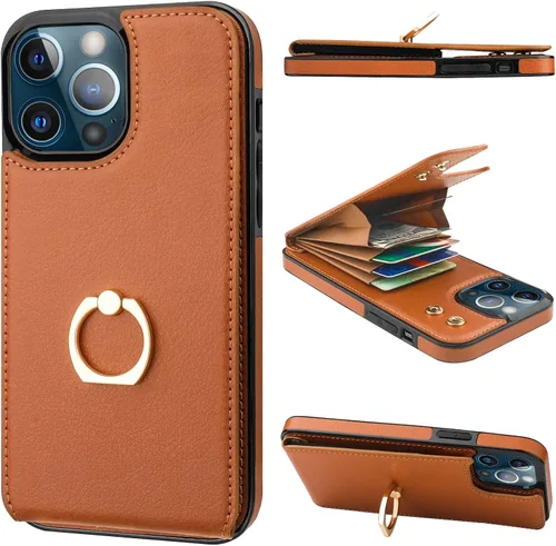 Vista 22 de Folosu Funda compatible con iPhone 13 Pro Max con soporte para tarjetas, rotación de 360°, soporte de anillo de dedo con función atril, protección