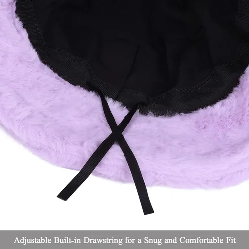 Vista 3 de Sombrero de pescador de piel sintética de felpa mullida, gorro cálido para mujer