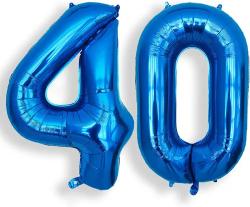 Vista 23 de AULE Globo azul de 40 pulgadas 0 con números grandes de cumpleaños del 0 al 9