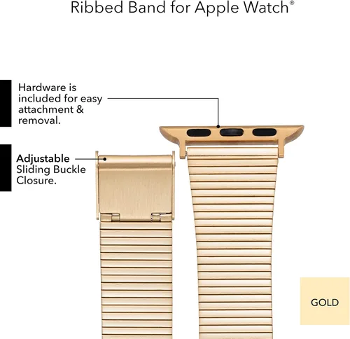 Vista 22 de Anne Klein Correa de acero inoxidable para Apple Watch, segura, ajustable, correa de repuesto para Apple Watch, se adapta a la mayoría de muñecas