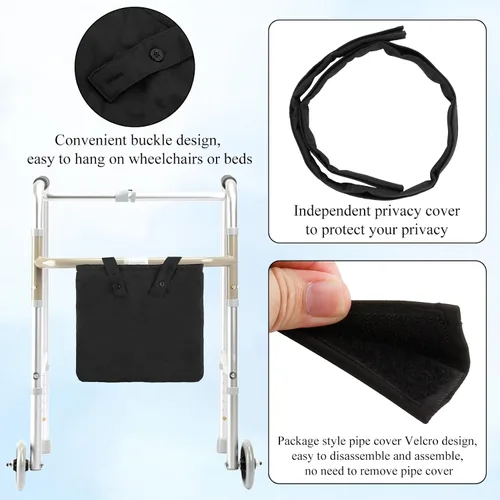 Vista 3 de Soporte para bolsa de catéter, soporte para bolsa de drenaje de orina con cubierta de tubo de catéter y correa ajustable, fundas de gran capacidad