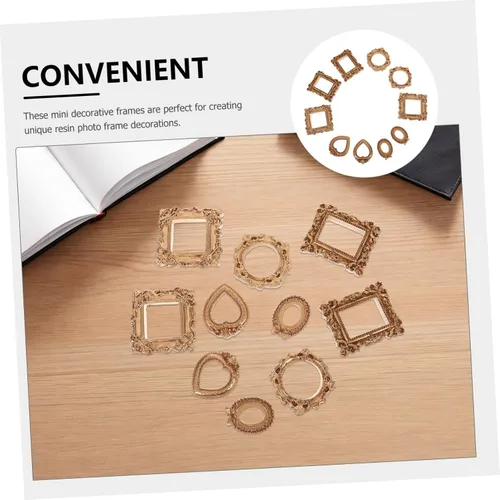 Vista 3 de Vintage Mini Resin Picture Frames Set, 10pcs Baroque Gold