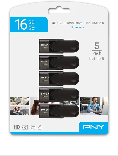 Vista 5 de PNY, modelo Attaché 4 - Unidad de memoria flash USB 2.0 de 16 GB, Negro