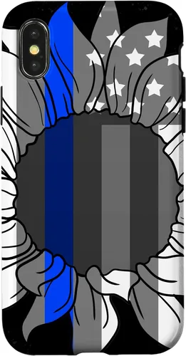 Vista 5 de Funda de regalo para iPhone 17 con diseño de bandera americana de girasoles y línea azul