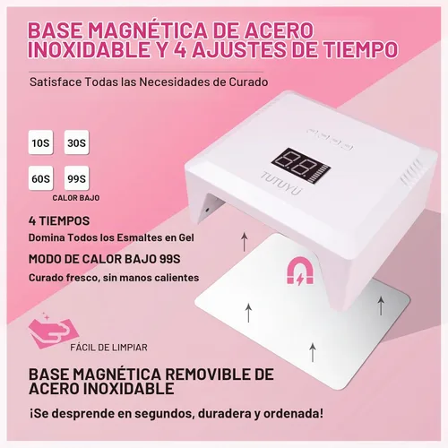 Vista 4 de Lámpara de uñas LED UV de 72 W, secador de uñas de diseño compacto para esmalte de gel con 4 temporizadores, sensor automático, longitud de onda