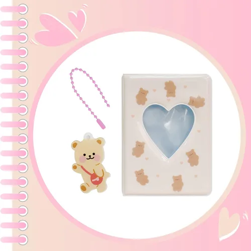 Vista 3 de Carpeta para tarjetas fotográficas de 3 pulgadas, mini álbum de fotos con colgante para coleccionar fotos Kpop, 40 bolsillos (marrón)