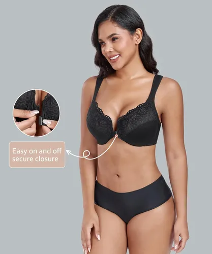 Vista 4 de DotVol Brasier diario con cierre frontal en U y tirantes anchos para mujer, talla grande