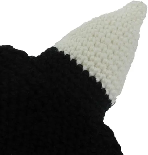Vista 4 de YEKEYI Gorro de punto vikingo con cuernos para bebé y adulto, hecho a mano