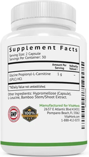 Vista 4 de VitaMonk GPLC - Propionil-L-carnitina de glicina sin rellenos artificiales