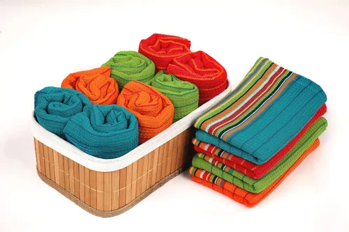 Vista 4 de Toallas de cocina a rayas de salsa Toallas de salsa de algodón absorbente 100% natural Paños de cocina multiusos para cocinar, secar y limpiar