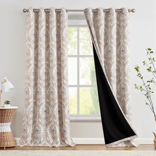 Vista 40 de jinchan Cortinas de lino texturizadas para oscurecer la sala de estar, 54 pulgadas de largo, cortinas de medallón para dormitorio, tratamientos