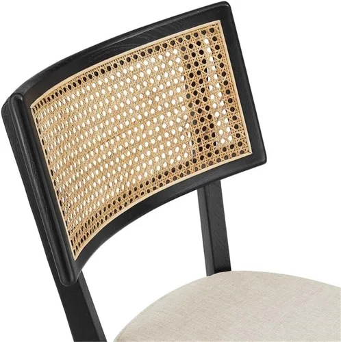 Vista 8 de Modway Taburetes de madera Caledonia - Juego de 2 taburetes en negro y beige Negro Beige