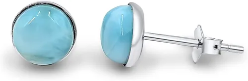 Vista 6 de Pendientes naturales de 0.236 in con chapado en oro blanco sobre plata de ley, bisel cabujón de piedras preciosas regalo de joyería para ella