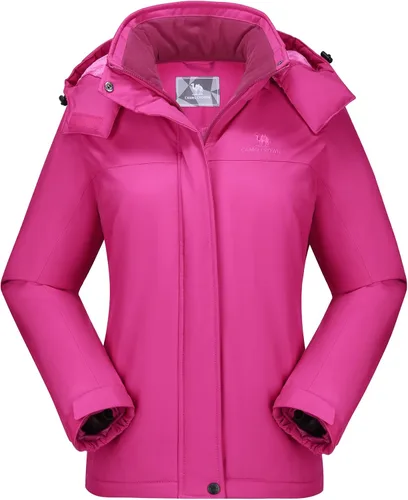 Vista 9 de Camel Crown Chaqueta de esquí para mujer, abrigo de nieve para invierno, vellón cálido, impermeable, chaqueta para snowboard M-Beige