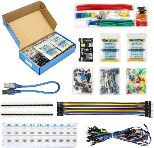 Vista 2 de Kit de diversión con módulo Electronics Component de fuente de alimentación con cable de puente de 830 puntos de unión, tablero de alambre