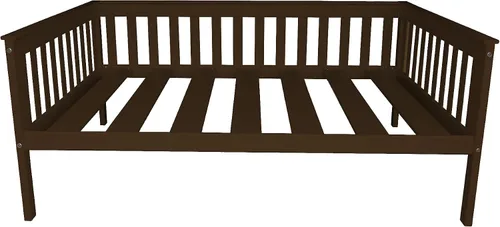 Vista 11 de Sofá cama de madera negra estilo misión de tamaño individual hecho en Amish Negro (Black Paint)