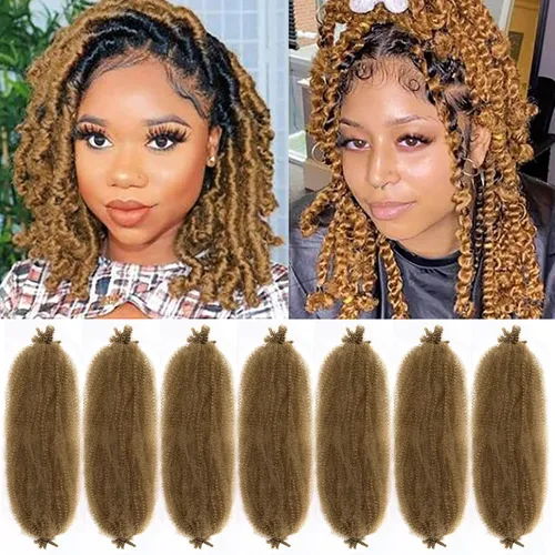Vista 16 de Cabello para Trenzas Marley Twist de 10 pulgadas Negro 3 Paquetes Cabello Afro Twist Elástico Preseparado para Locs Suaves Cabello Spring Twist