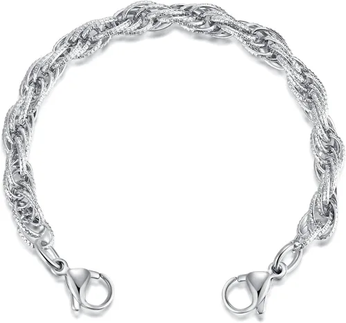 Vista 7 de LinnaLove Cadena intercambiable de acero inoxidable para pulseras de identificación de alerta médica para mujeres y hombres, No es una piedra