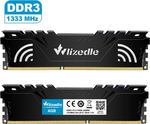Vista 6 de DDR3 RAM 4GB 1333MHz CL9 UDIMM, módulo de memoria para PC de escritorio PC3-10600 de 240 pines 1.5V 2Rx8 de doble rango sin búfer ECC