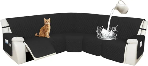 Vista 84 de Arfntevss Fundas de sofá modular reclinable, 100% impermeable, en forma de L, para sillón reclinable en forma de L, funda seccional lavable