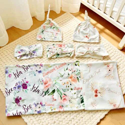 Vista 6 de Mantas de bebé personalizadas: diseños personalizados para niñas y niños, regalos perfectos