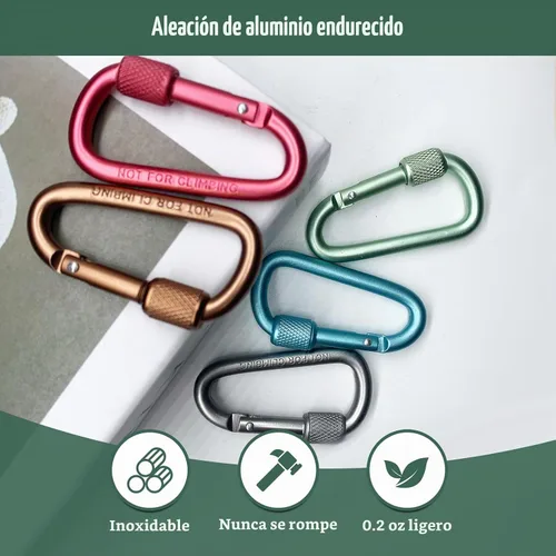 Vista 2 de Craebuer Carabiner, 2 inch D-Ring Locking Carabiner Clip, Snap Hook Sport Accessories for Outdoor Camping Hiking